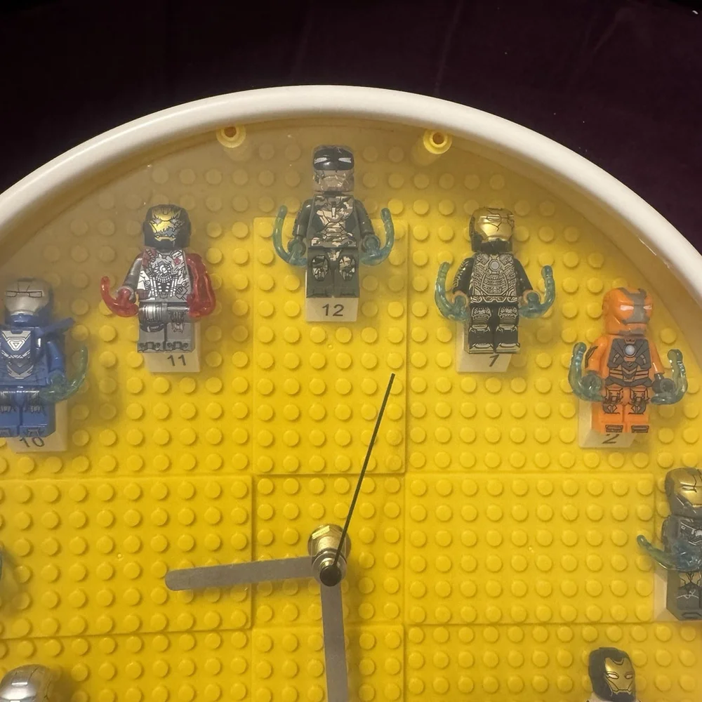 DIY Lego-Inspired Minifigure Wall Clock Set Made Building Block Iron Man Quite